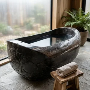 Handcrafted Petrified Wood Freestanding Bathtub - Spa Quality Fossil Wood