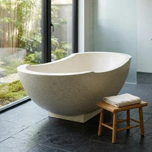 Handcrafted Terrazzo Stone Freestanding Bathtub - Spa Quality (Oval)