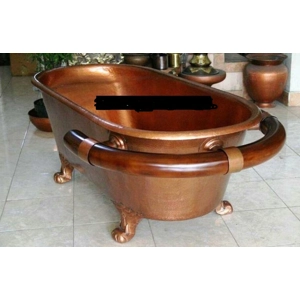 Handcrafted Copper Freestanding Bathtub With A Towel Bar - Spa Quality