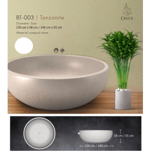 Handcrafted Terrazzo Stone Freestanding Bathtub - Spa Quality (Round)