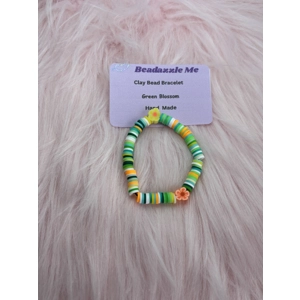 Clay Bead Bracelet - Green Blossom