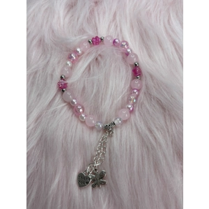 Pink beaded bracelets with charms