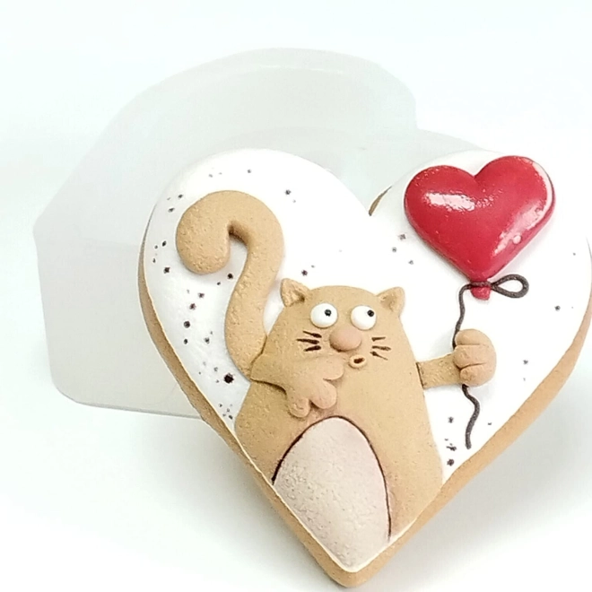 Additional Image for Silicone Mold – Cat with Balloon in Heart