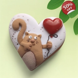 Silicone Mold – Cat with Balloon in Heart
