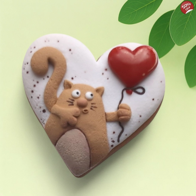 product Image for Silicone Mold – Cat with Balloon in Heart