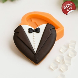 Tuxedo Heart Silicone Mold – Groom Soap Design