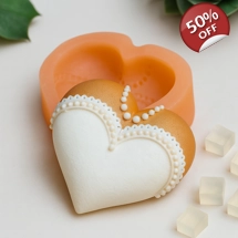 Pearl Bride Heart – Silicone Mold | Elegant Lace Design for Soaps & Chocolates