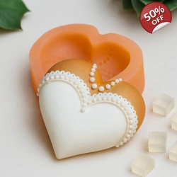 Pearl Bride Heart – Silicone Mold | Elegant Lace Design for Soaps & Chocolates