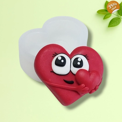 Cute Heart Hug – Flat-Back 3D Silicone Mold for Soap & Crafts | AK Molds