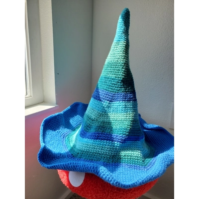 Handmade Crochet Blue Stripe Witch Hat