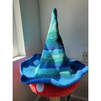 Handmade Crochet Blue Stripe Witch Hat Handmade Crochet Blue Stripe Witch Hat