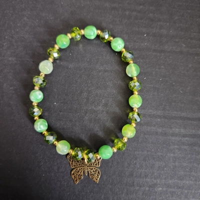 Vibrant Green Angelite Bracelet with gold pendant