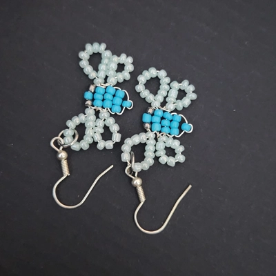 Blue Bee Glass Bead Earrings