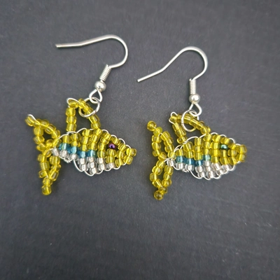 Yellow Fish Glass Bead Earrings