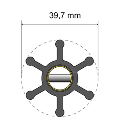Albin Group Premium Impeller Kit - 39.7 x 12 x 19.2mm - 6 Blade - Pin Insert