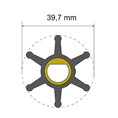 Albin Group Premium Impeller Kit - 39.7 x 12 x 19.2mm - 6 Blade - Single Flat Insert