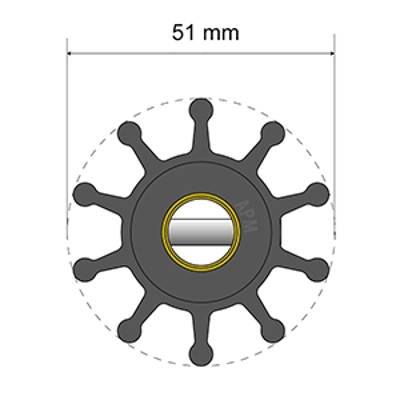 Albin Group Premium Impeller Kit - 51 x 12.7 x 22mm - 10 Blade - Pin Insert