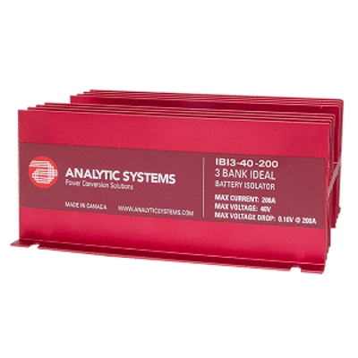 Analytic Systems 200A, 40V 3-Bank Ideal Battery Isolator Analytic Systems 200A, 40V 3-Bank Ideal Battery Isolator