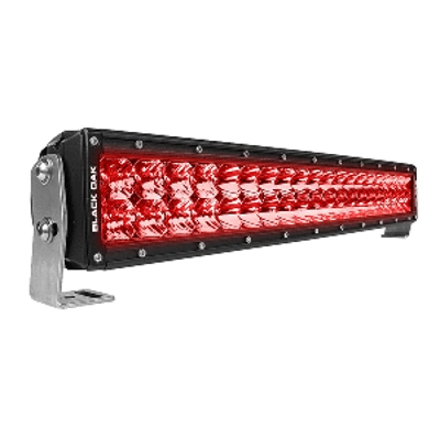 Black Oak 20" Curved Double Row Red LED Predator Hunting Light Bar - Combo Optics - Black Housing -