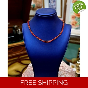 Delicate Red & Gold Beaded Necklace – Unique Artisan Jewelry