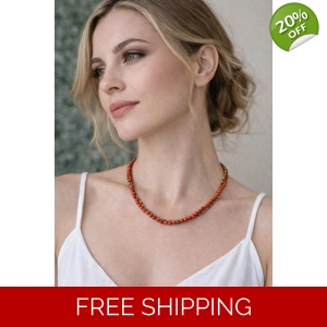 Delicate Red & Gold Beaded Necklace – Unique Artisan Jewelry
