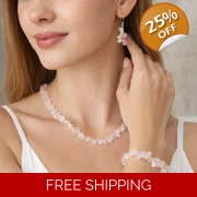 Rose Quartz Jewelry Set – Necklace, Bracelet & Earrings