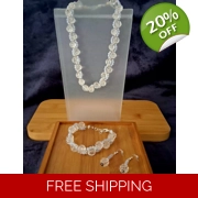 Clear Quartz Jewelry Set – Necklace, Bracelet & Earrings