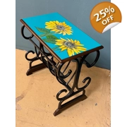 Hand-Painted Sunflower Accent Table  Brighten any room with this one-of-a-kind vintage side table, f