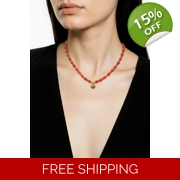 Red Gemstone Necklace – Boho Chic Statement Jewelry with Gold Accents