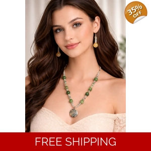 Aventurine Floral Necklace & Earrings Set – One of a Kind