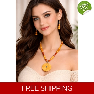 Aventurine Floral Necklace & Earrings Set – Unique Statement Jewelry