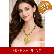 Aventurine Floral Necklace & Earrings Set – One of a Kind