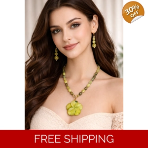 Aventurine Floral Necklace & Earrings Set – One of a Kind