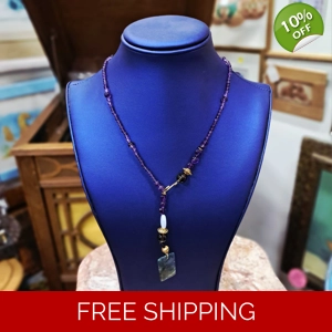 Tree Agate Necklace – Semi-Precious Stones – Gold-Tone Details