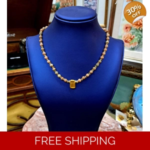 Tiger Eye & Leopard Skin Jasper – Semi-Precious Stones Handmade Long Necklace