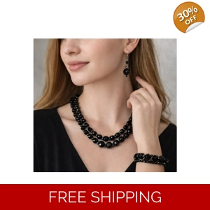Handmade Black Onyx Jewelry Set – Necklace, Bracelet & Earrings