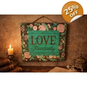Rustic Love Abundantly Sign Wood Boards Wall Hanger/ Table Kick Stand 12 x 12 In
