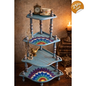 Hand-Painted Vintage Corner Shelf – Mandala Design