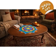 Solid Wood Queen Anne Coffee Table – Hand-Painted Mandala Design, Vintage Accent Table