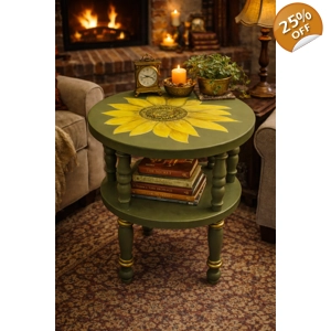 ✨ Hand-Painted Green Sunflower Table ✨