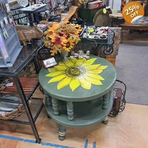 ✨ Hand-Painted Green Sunflower Table ✨