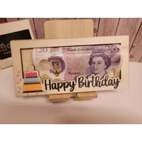 Wooden "Happy Birthday" Money & Keepsake Holder