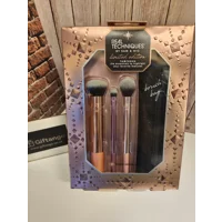 Real Techniques Limited Edition "Luminous" Makeup Brush Set – 3 Essential Brushes & Glitter Bag
