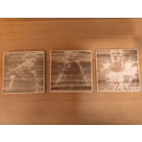Football Legends Laser Engraved Wooden Coasters (Pack of 3) Set 1