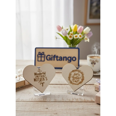 Wooden Engraved Mother’s Day Heart Coaster