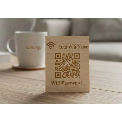 Personalised Wooden WiFi QR Card