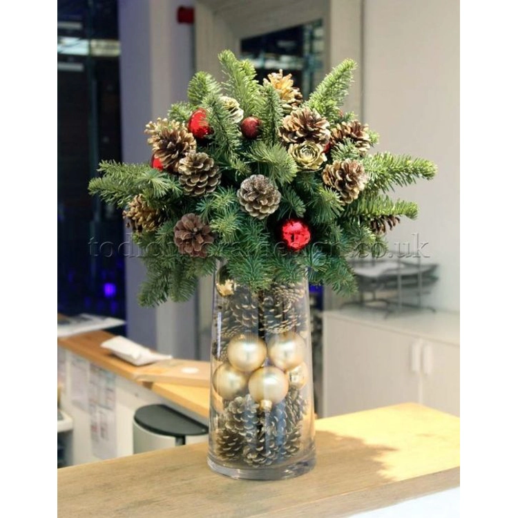Christmas tall vase with fir..