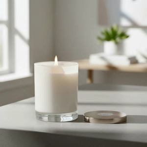 Scented Candle in White Tumbler with Metal Lid