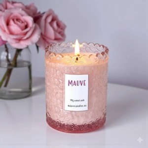 Scented Candle in Soft-Pink Spiral Jar