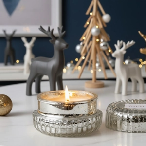 Christmas Scented Candle in Silver Macaron Jar